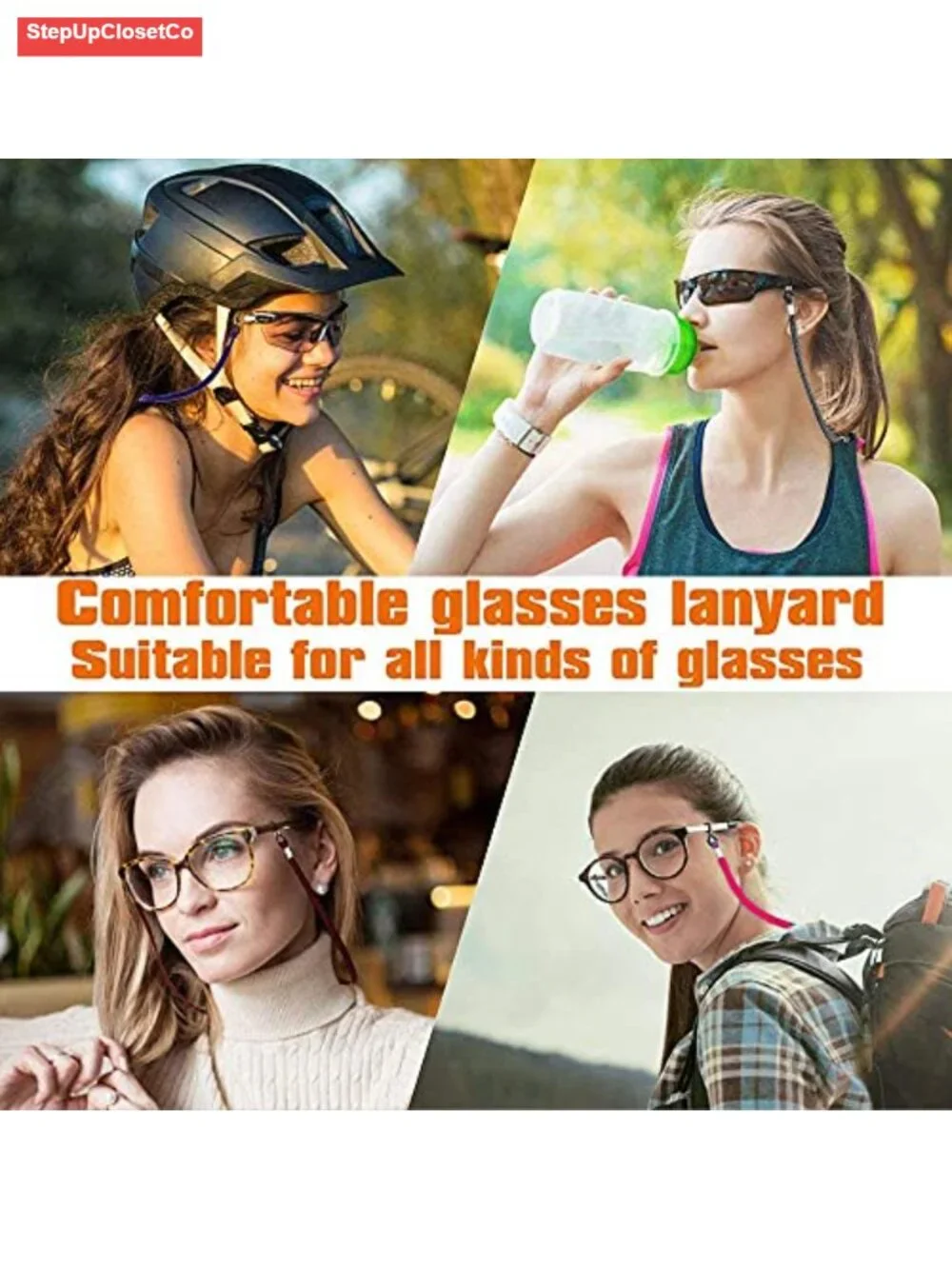 4 Pack Eco Leather Eyeglass Straps Adjustable Eyewear Retainers Anti-slip